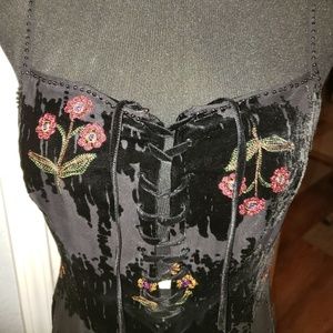 Maxi Evening Dress Black Velvet Burnout SZ10 NEW